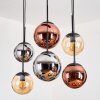 Gastor Hanglamp, Kogellampje, Hanglamp Amber, Chroom, Koperkleurig, Rookkleurig, 6-lichts