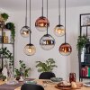 Gastor Hanglamp, Kogellampje, Hanglamp Amber, Chroom, Duidelijk, Koperkleurig, Rookkleurig, 6-lichts