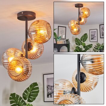 Ripoll Plafondlamp, Kogellampje Amber, 4-lichts