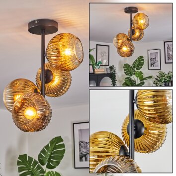 Ripoll Plafondlamp, Kogellampje Goud, Duidelijk, 4-lichts