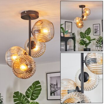 Ripoll Plafondlamp, Kogellampje Amber, Duidelijk, 4-lichts