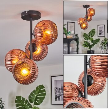 Ripoll Plafondlamp, Kogellampje Koperkleurig, 4-lichts