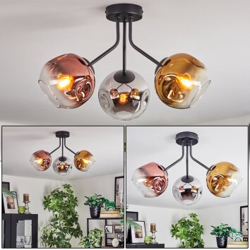 Ripoll Plafondlamp, Kogellampje Chroom, Goud, Duidelijk, Koperkleurig, Rookkleurig, 3-lichts