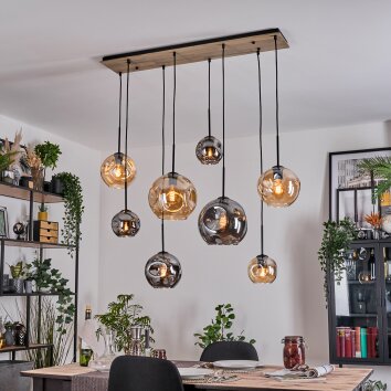 Ripoll Hanglamp, Kogellampje, Hanglamp Natuurlijke kleuren, Zwart, 8-lichts