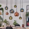 Ripoll Hanglamp, Kogellampje, Hanglamp Natuurlijke kleuren, Zwart, 8-lichts