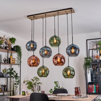 Ripoll Hanglamp, Kogellampje, Hanglamp Natuurlijke kleuren, Zwart, 8-lichts