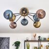 Koyoto Plafondlamp, Kogellampje 85 cm Blauw, Goud, Koperkleurig, 8-lichts
