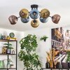 Koyoto Plafondlamp, Kogellampje 85 cm Blauw, Goud, Koperkleurig, 8-lichts
