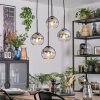 Koyoto Hanglamp, Kogellampje, Cluster hanglamp 35 cm Chroom, Duidelijk, Rookkleurig, 4-lichts
