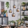 Koyoto Hanglamp, Kogellampje, Cluster hanglamp 35 cm Chroom, Rookkleurig, 4-lichts
