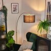 Bassagoda Staande lamp, Booglampen Messing, Zwart, 1-licht, Stoffen lampenkap