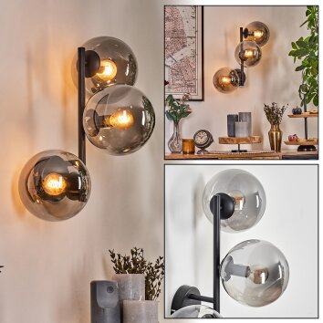 Gastor Kogellampje, Wandlamp Rookkleurig, 3-lichts