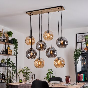 Ripoll Hanglamp, Kogellampje, Hanglamp Natuurlijke kleuren, Zwart, 8-lichts