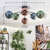 Ripoll Plafondlamp, Kogellampje Blauw, Groen, Koperkleurig, 6-lichts