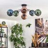 Ripoll Plafondlamp, Kogellampje Blauw, Groen, Koperkleurig, 6-lichts