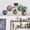 Koyoto Plafondlamp, Kogellampje 74 cm Blauw, Groen, Koperkleurig, 6-lichts