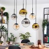 Gastor Hanglamp, Kogellampje, Hanglamp Amber, Goud, Duidelijk, Rookkleurig, 6-lichts