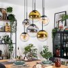 Gastor Hanglamp, Kogellampje, Hanglamp Amber, Goud, Duidelijk, Rookkleurig, 6-lichts