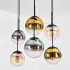 Gastor Hanglamp, Kogellampje, Hanglamp Amber, Goud, Duidelijk, Rookkleurig, 6-lichts