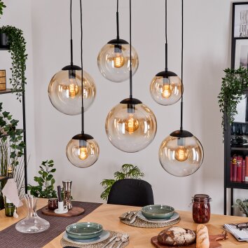 Gastor Hanglamp, Kogellampje, Hanglamp Amber, Duidelijk, 6-lichts