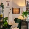 Bassagoda Staande lamp, Booglampen Messing, Zwart, 1-licht, Stoffen lampenkap