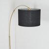 Bassagoda Staande lamp, Booglampen Messing, Zwart, 1-licht, Stoffen lampenkap