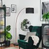 Bassagoda Staande lamp, Booglampen Koperkleurig, Zwart, 1-licht, Stoffen lampenkap
