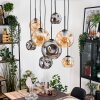 Ripoll Hanglamp, Kogellampje, Hanglamp Natuurlijke kleuren, Zwart, 8-lichts