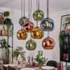 Ripoll Hanglamp, Kogellampje, Hanglamp Natuurlijke kleuren, Zwart, 8-lichts