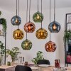 Ripoll Hanglamp, Kogellampje, Hanglamp Natuurlijke kleuren, Zwart, 8-lichts