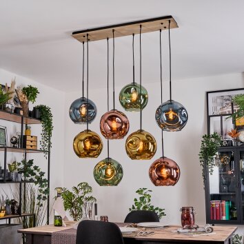 Ripoll Hanglamp, Kogellampje, Hanglamp Natuurlijke kleuren, Zwart, 8-lichts
