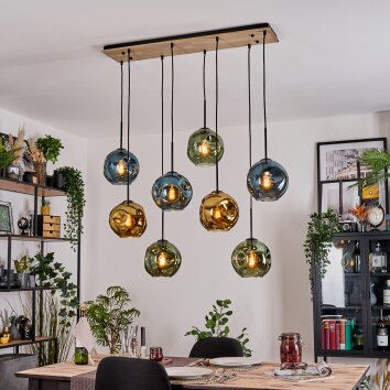 Ripoll Hanglamp, Kogellampje, Hanglamp Natuurlijke kleuren, Zwart, 8-lichts