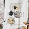 Ripoll Kogellampje, Wandlamp Amber, Duidelijk, Rookkleurig, 3-lichts