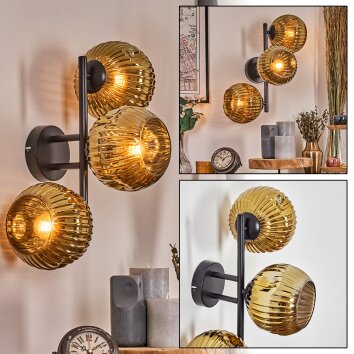 Ripoll Kogellampje, Wandlamp Goud, 3-lichts