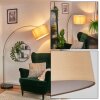 Soungou Staande lamp, Booglampen Messing, Zwart, 1-licht, Stoffen lampenkap