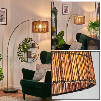 Cando Staande lamp, Booglampen Messing, Zwart, 1-licht