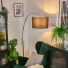 Soungou Staande lamp, Booglampen Chroom, Zwart, 1-licht, Stoffen kap