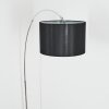 Soungou Staande lamp, Booglampen Chroom, Zwart, 1-licht, Stoffen kap