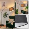 Bassagoda Staande lamp, Booglampen Chroom, Zwart, 1-licht, Stoffen kap
