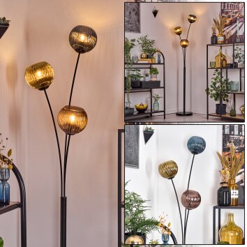 Koyoto Kogellampje, Staande lamp Blauw, Goud, Koperkleurig, 3-lichts