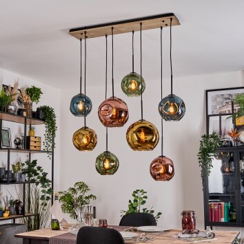 Ripoll Hanglamp, Kogellampje, Hanglamp Natuurlijke kleuren, Zwart, 8-lichts