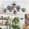 Koyoto Plafondlamp, Kogellampje 85 cm Blauw, Groen, Koperkleurig, 8-lichts
