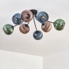 Koyoto Plafondlamp, Kogellampje 85 cm Blauw, Groen, Koperkleurig, 8-lichts