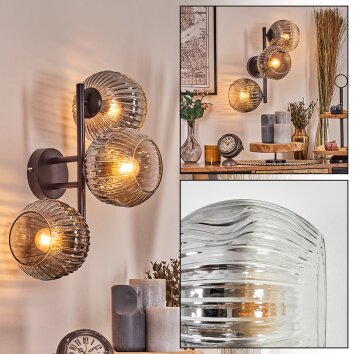 Ripoll Kogellampje, Wandlamp Duidelijk, Rookkleurig, 3-lichts