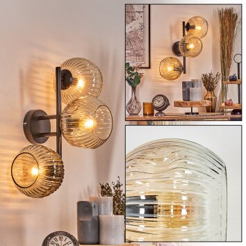 Ripoll Kogellampje, Wandlamp Amber, Duidelijk, 3-lichts