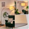 Soungou Staande lamp, Booglampen Koperkleurig, Zwart, 1-licht, Stoffen kap