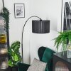 Soungou Staande lamp, Booglampen Zwart, 1-licht, Stoffen lampenkap