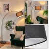 Bassagoda Staande lamp, Booglampen Chroom, Zwart, 1-licht, Stoffen kap