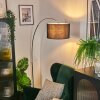 Bassagoda Staande lamp, Booglampen Chroom, Zwart, 1-licht, Stoffen kap