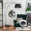 Bassagoda Staande lamp, Booglampen Chroom, Zwart, 1-licht, Stoffen lampenkap
